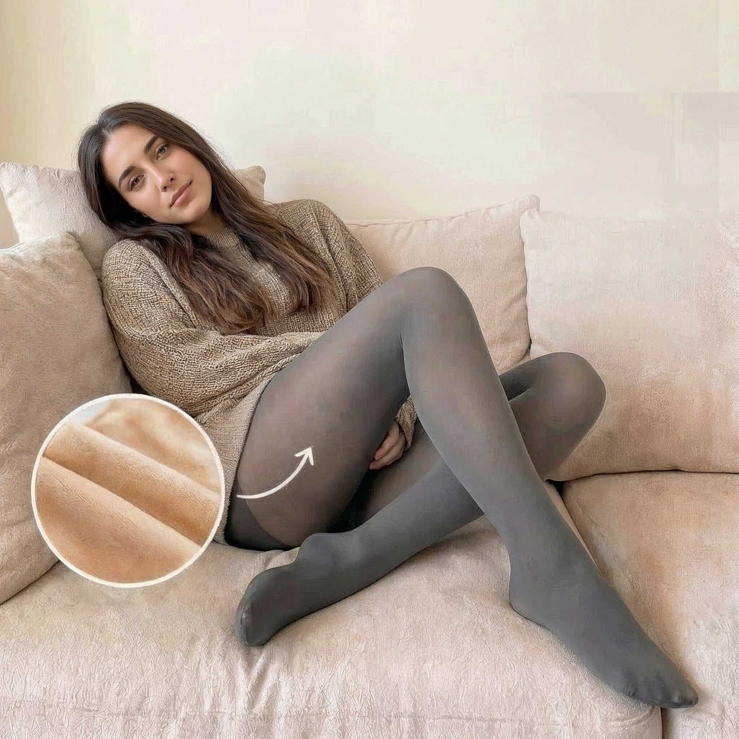 גרביון מחמם עם מראה שקוף טבעי