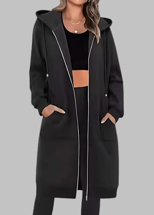 ג׳קט ארוך עם רוכסן – אלגנטיות יומיומית במראה רך ונינוח