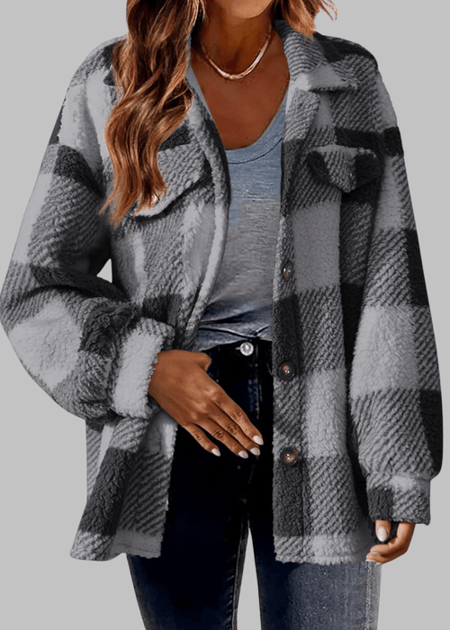 ג׳קט משובץ ארוך – נוחות יומיומית במראה אלגנטי ונצחי