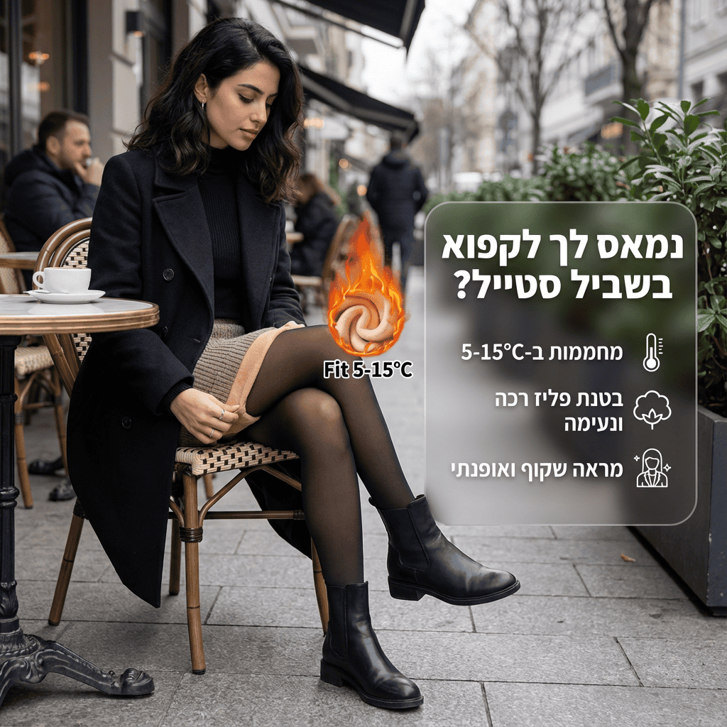 גרביון מחמם עם מראה שקוף טבעי - Elora