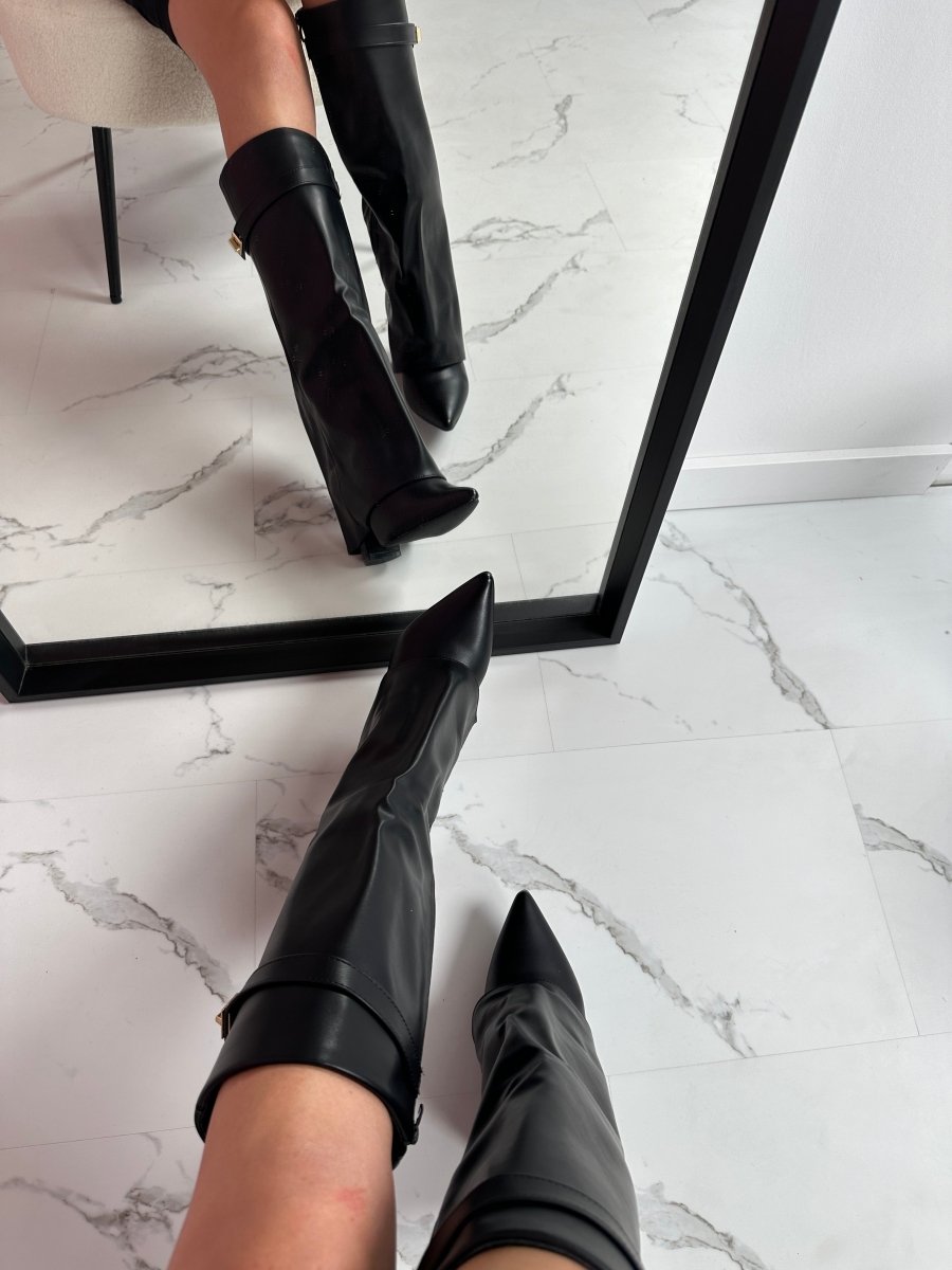 מגפי עור שחורות – אלגנטיות על־זמנית עם נוחות יומיומית - Elora