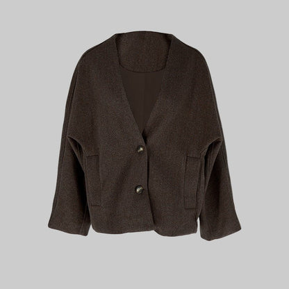 מעיל אלגנטי עם כפתורים ומפתח V – יוקרה בנגיעה טבעית - Elora