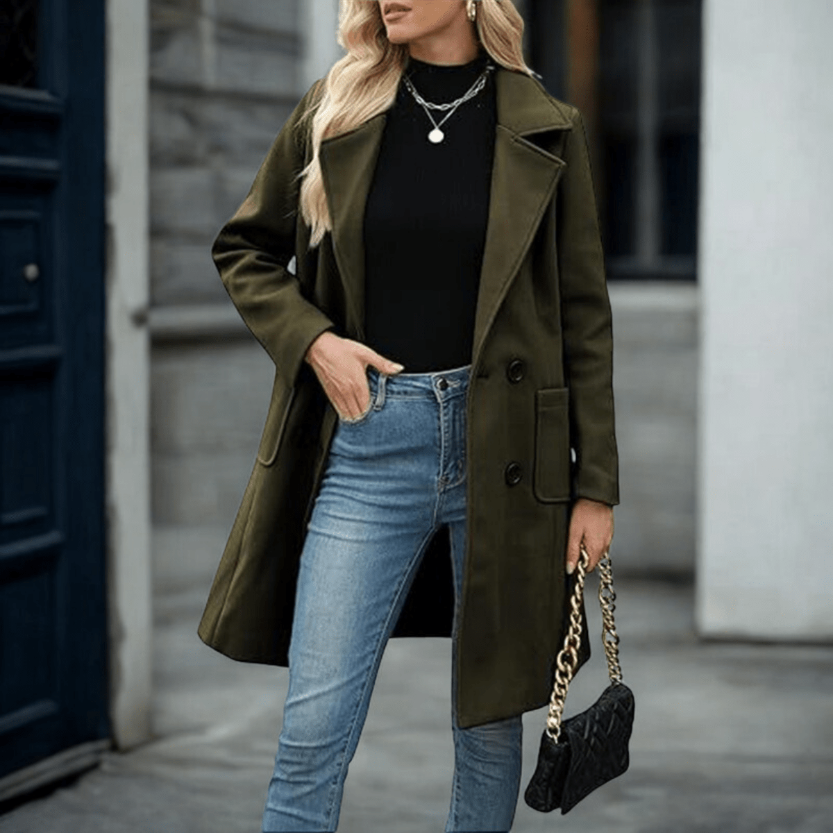 מעיל בינוני פתוח עם כפתורים – אלגנטיות טבעית לכל שעה - Elora