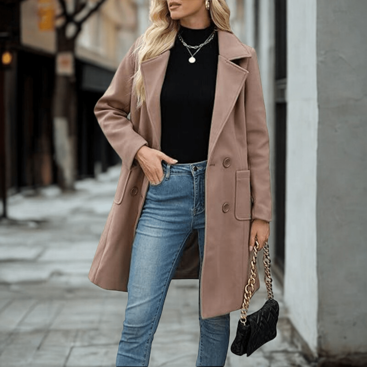 מעיל בינוני פתוח עם כפתורים – אלגנטיות טבעית לכל שעה - Elora