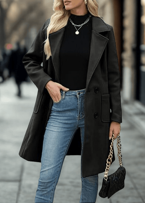 מעיל בינוני פתוח עם כפתורים – אלגנטיות טבעית לכל שעה