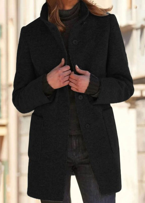 מעיל חורף אלגנטי עם סרט קישוט ושרוולים ארוכים