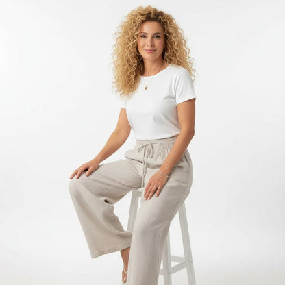 מכנסי קמיל בגזרה רחבה - Elora