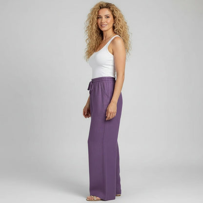 מכנסי קמיל בגזרה רחבה - Elora