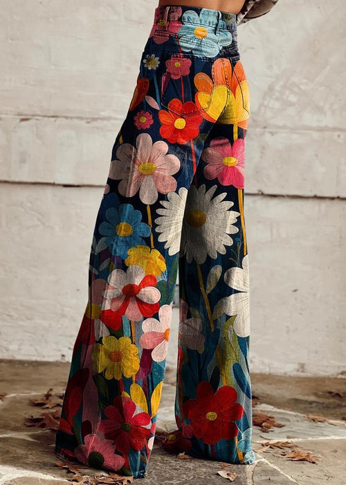 מכנסיים רחבים בפרינט פרחים – נועזים, ומלאי סטייל