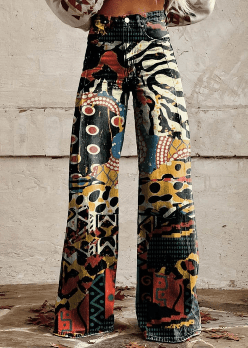 מכנסיים רחבים בהדפס אמנותי – נוחות עם נוכחות