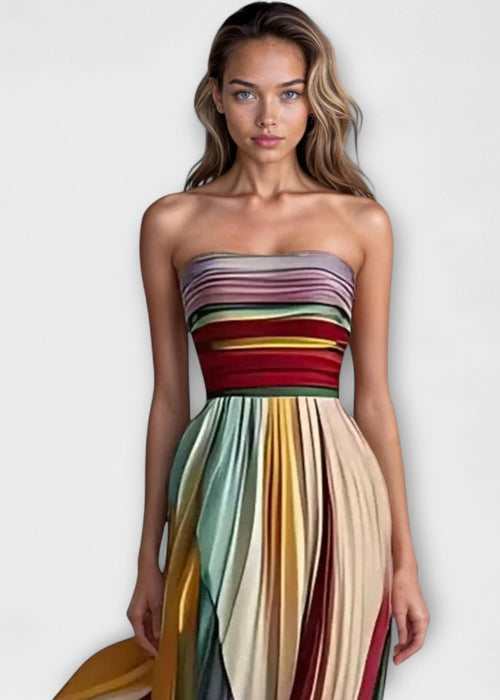 שמלה צבעונית וללא כתפיים שתכבוש כל מבט