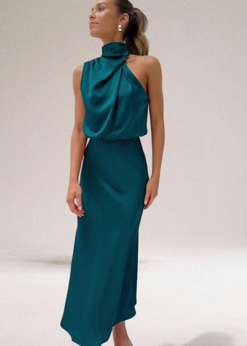 שמלת ערב סאטן אלגנטית ומיוחדת