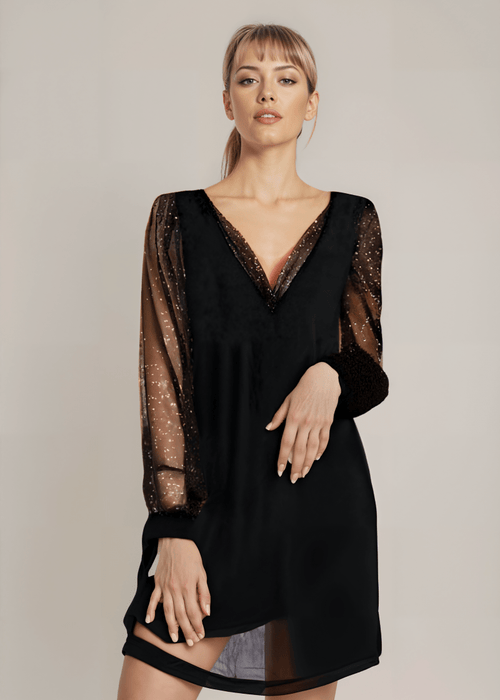 שמלת תחרה אלגנטית עם שרוולים לערבים מיוחדים