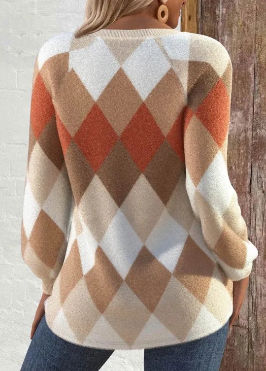 סריג רך עם דוגמת משבצות קלאסית - Elora