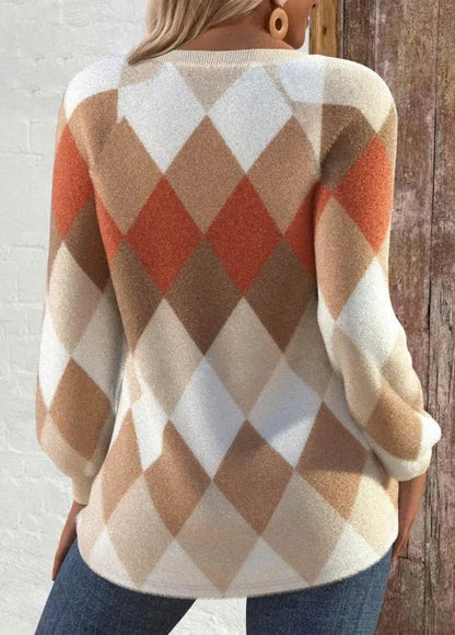 סריג רך עם דוגמת משבצות קלאסית - Elora