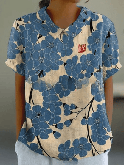 חולצה מודפסת בסגנון וינטג’ – אלגנטיות נוסטלגית עם נוחות מודרנית - Elora