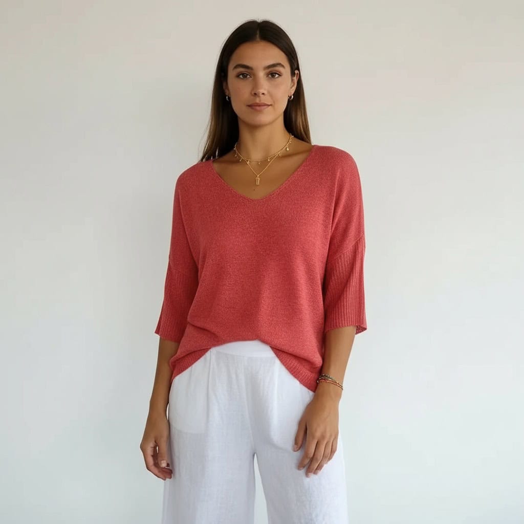 חולצת וי בסיסית משודרגת - Elora