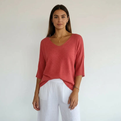 חולצת וי בסיסית משודרגת - Elora