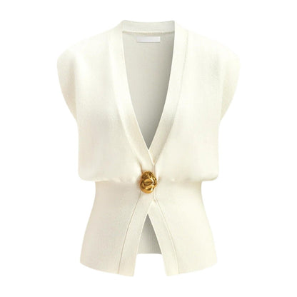 וסט אלגנטי עם מחשוף V – נוחות ויוקרה במראה נשי קלאסי - Elora